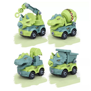 DIY disassembly dinosaur 4 in 1 engineering vehicle dinosaur car toy set screw nut assembly Kids toys