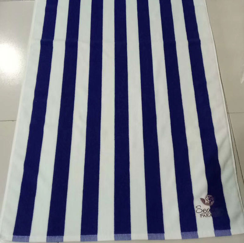 hotel 100% Cotton swimming pool towel Blue & White stripe beach towel