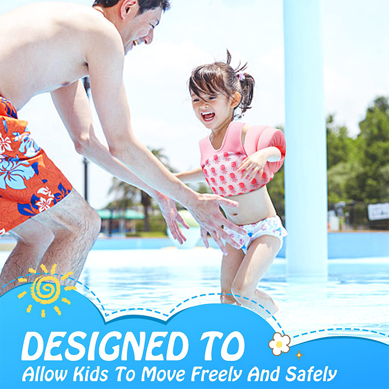 Printing Neoprene Swimming Safety Children Arm Wings Float Life Jacket Toddler Baby Puddle Jumper Swim Vest For Kid Girls Boys