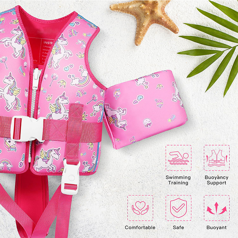 Low MOQ Custom Pink Neoprene Infant Swim Trainer Vest Baby Swim Float Vest Safety Kids Life Jacket Vest For Children