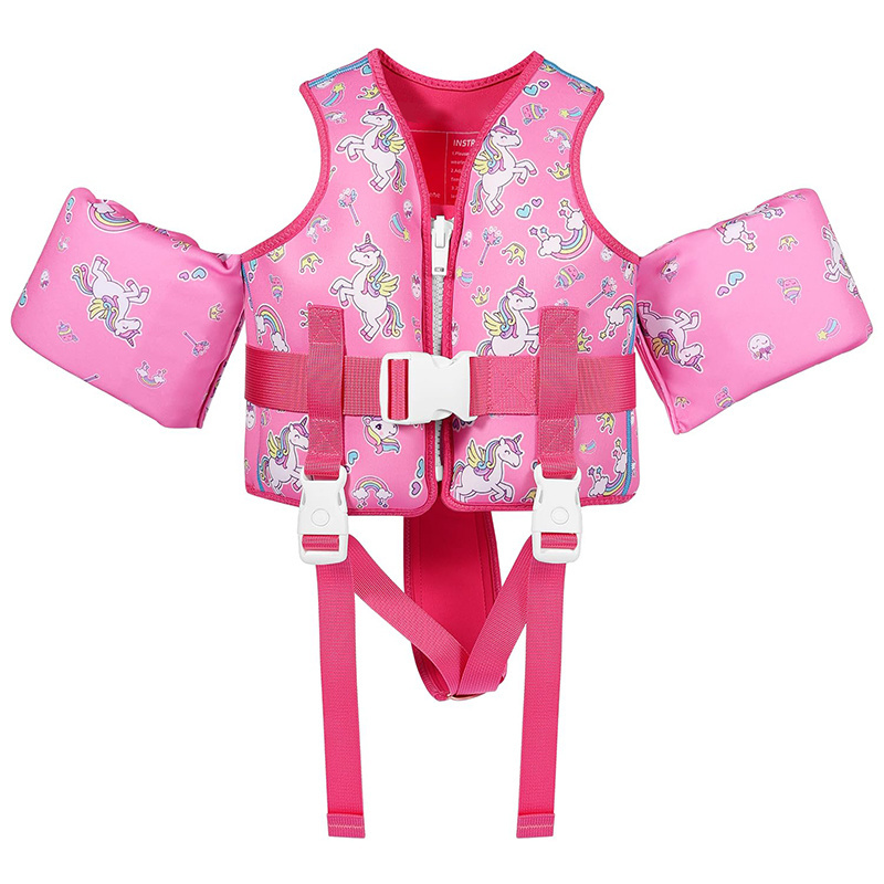 Low MOQ Custom Pink Neoprene Infant Swim Trainer Vest Baby Swim Float Vest Safety Kids Life Jacket Vest For Children