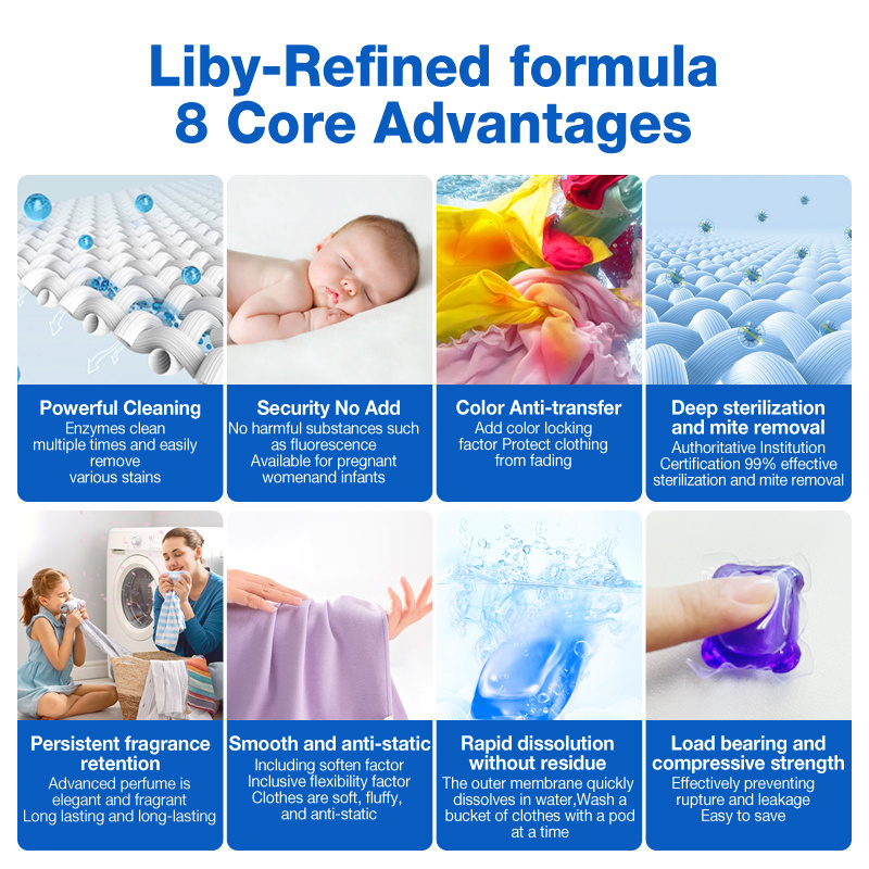 Liby Grepower laundry beads detergent scent booster omo laundry pods container washing soap pods capsules manufacture odm oem