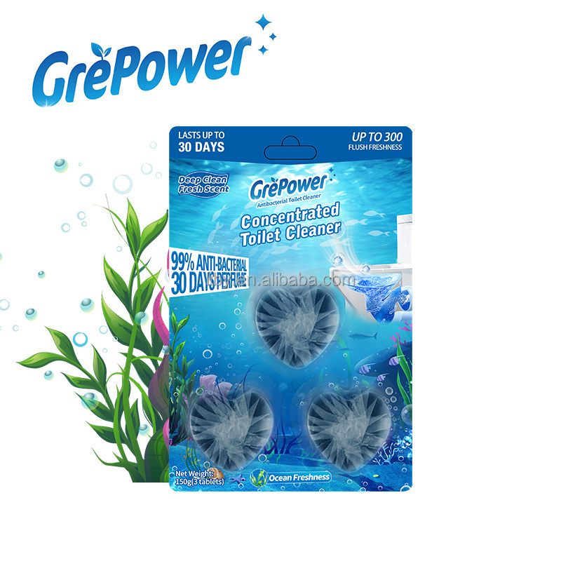 Liby Grepower omo Free Sample Automatic toilet bowl cleaner tablets blue bubbles solid block toilet cleaning tablet oem odm