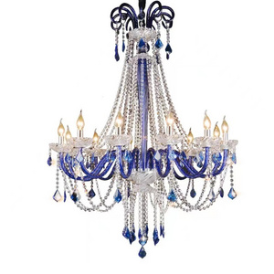 Blue K9 Crystal Chandelier Living Room Dining Room Attractive Crystal Pendant Lamps For Ceiling Home Decoration Suspension light