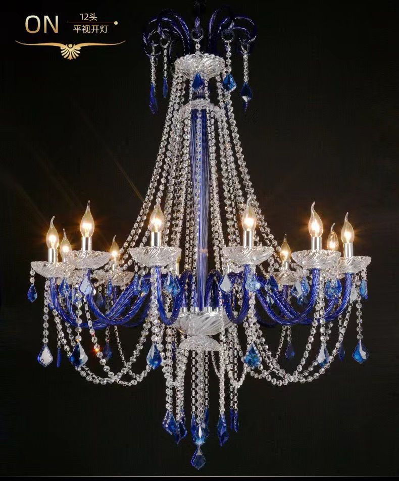 Blue K9 Crystal Chandelier Living Room Dining Room Attractive Crystal Pendant Lamps For Ceiling Home Decoration Suspension light