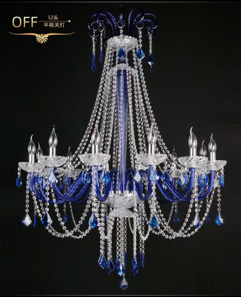 Blue K9 Crystal Chandelier Living Room Dining Room Attractive Crystal Pendant Lamps For Ceiling Home Decoration Suspension light