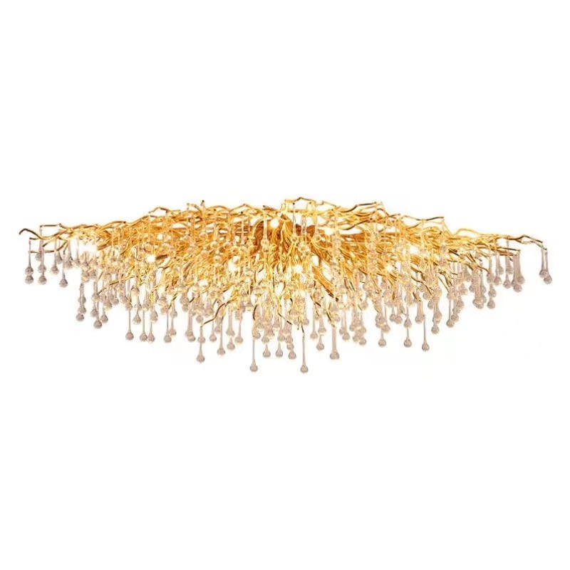 Modern aluminium tree branch chandeliers Golden Crystal ceiling light large living dining room lighting fixtures for home decor