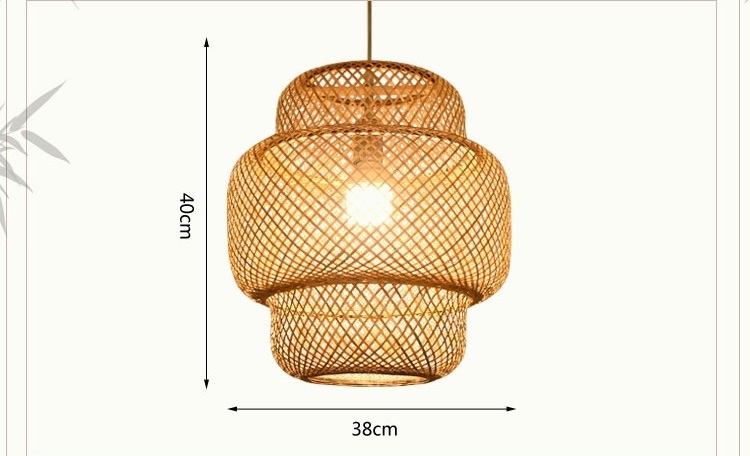 Zhongshan factory direct sale bamboo pendant lamp decorative style countryside handmade restaurant woven hanging light fixture