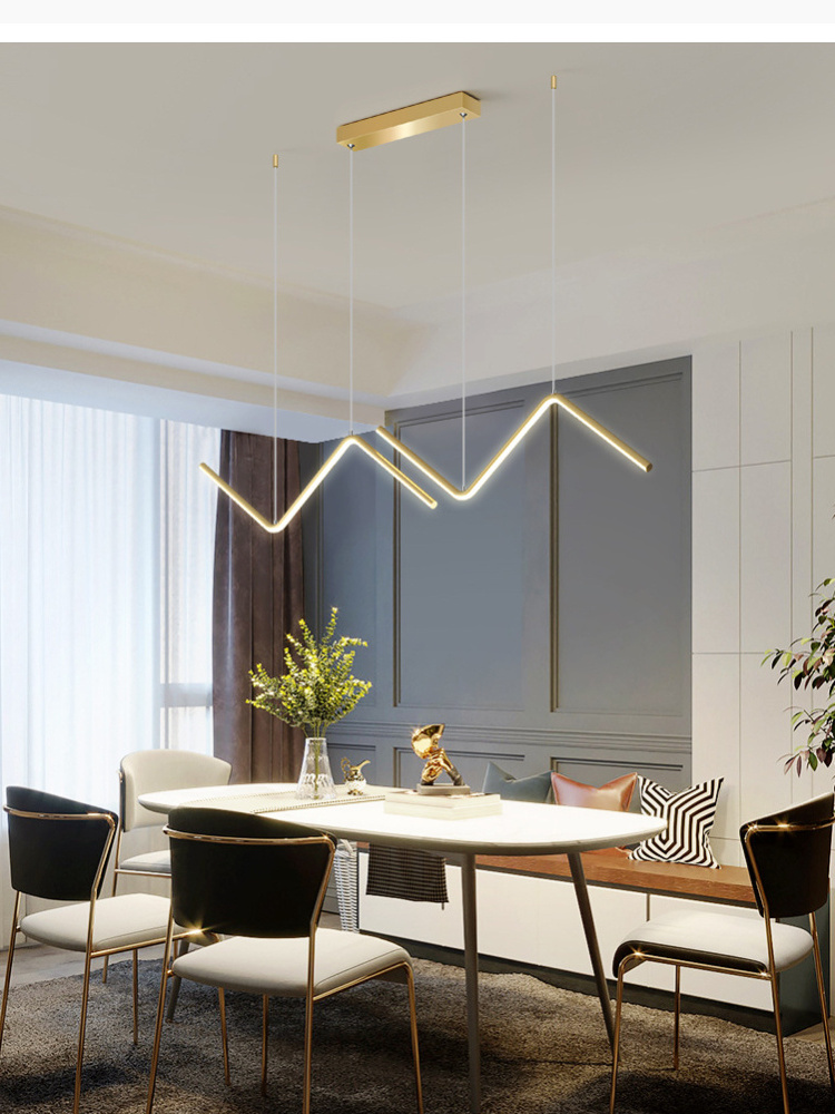 Nordic Pendant Light Art Line Led Hanging Lamp Geometric Chandelier Indoor Light For Restaurant Bar Front Desk Office Decoration