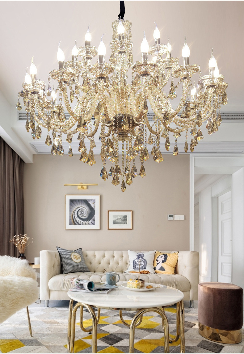 Luxury European glass K9 Crystal Chandelier indoor Living Room hanging lighting for hotel bedroom Pendant Lights Chandeliers