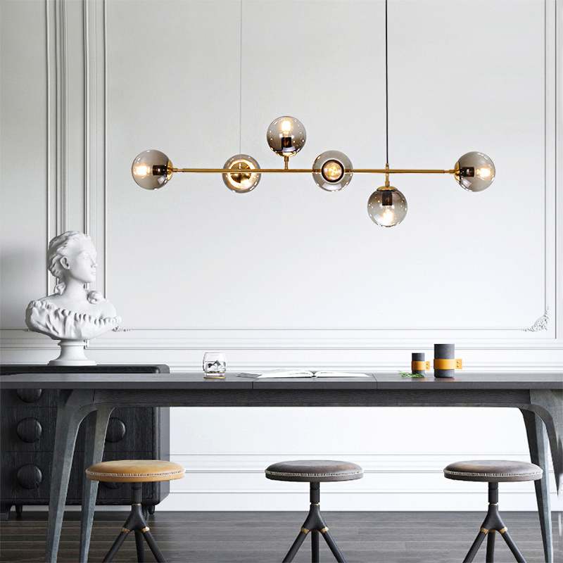 Modern Ceiling Pendant Lighting fixture Mid-Century Glass Globes Sputnik Pendant Lamp long LED Hanging Chandelier for kitchen