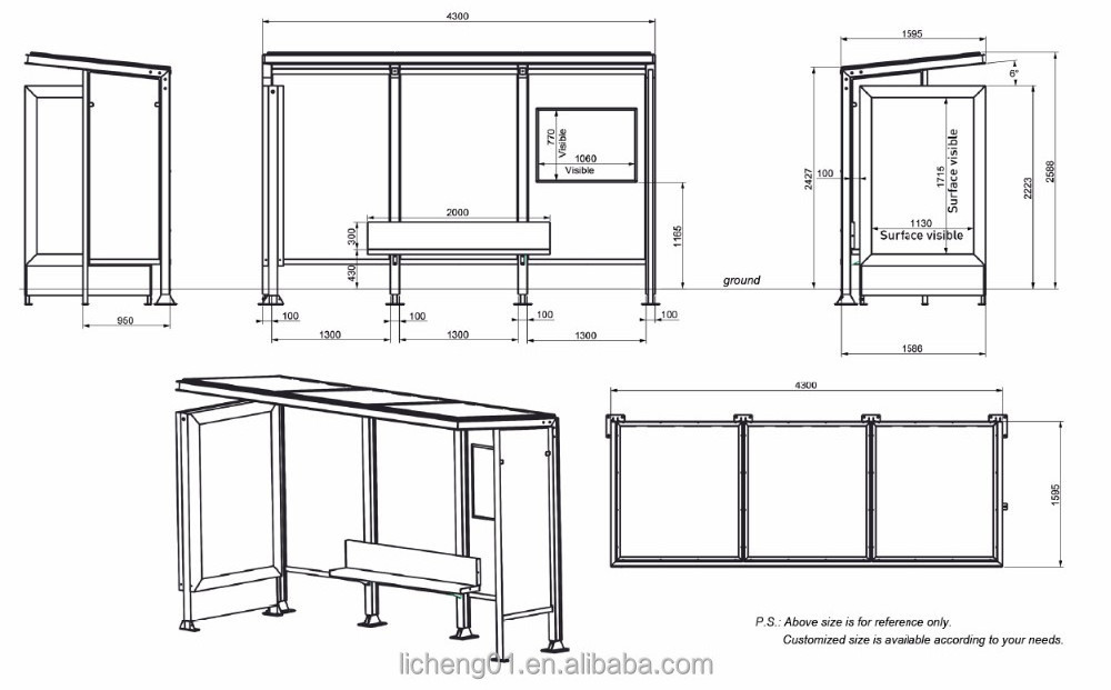 LC outdoor Bus Shelter / Advertising Bus Stop