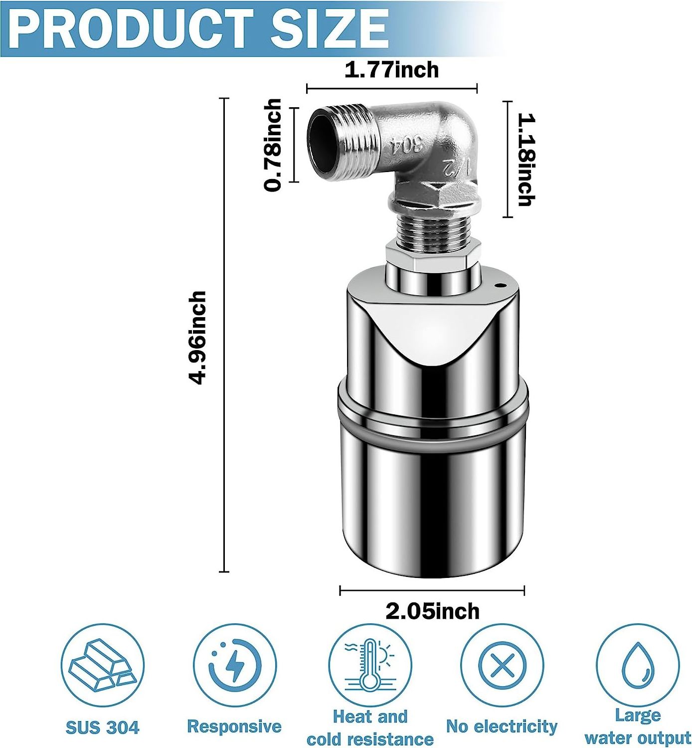 Large Flow 304 Stainless Float Valve Fully  Automatic Water Level Control Valve Floating Ball Water Tank Float Valve