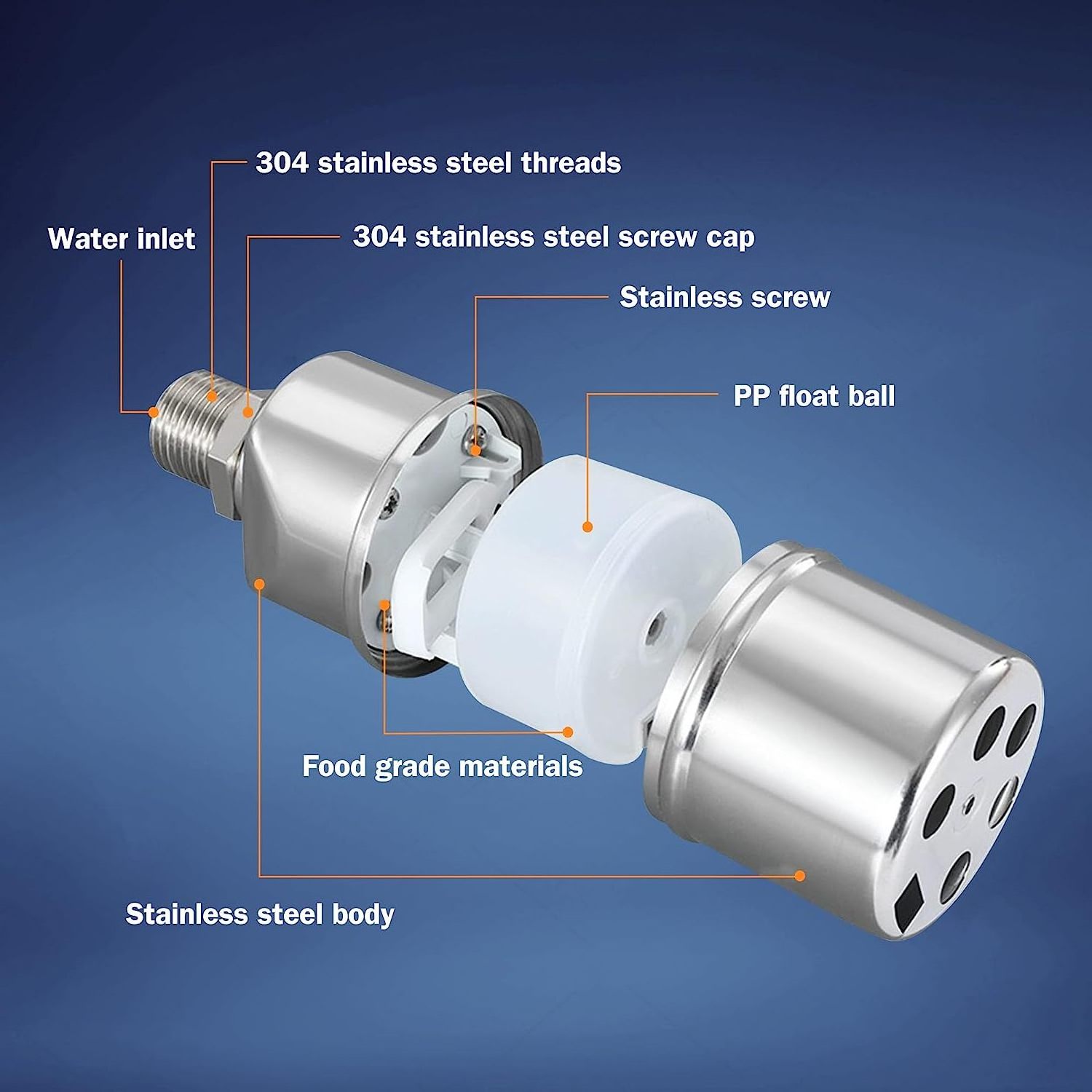 Stainless Steel Water Level Control Float Valve for Tank, Automatic Water Level Control Valve, 1/2 3/4 Inch Float Ball Valve,