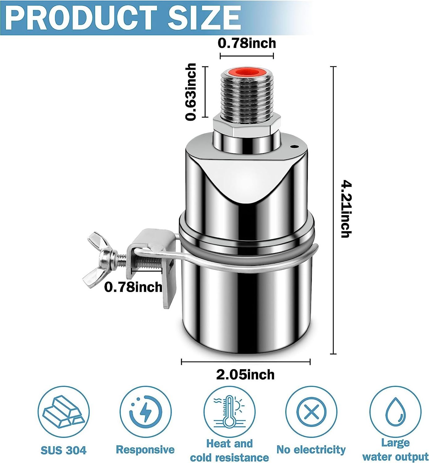 Stainless Steel Water Level Control Float Valve for Tank, Automatic Water Level Control Valve, 1/2 3/4 Inch Float Ball Valve,