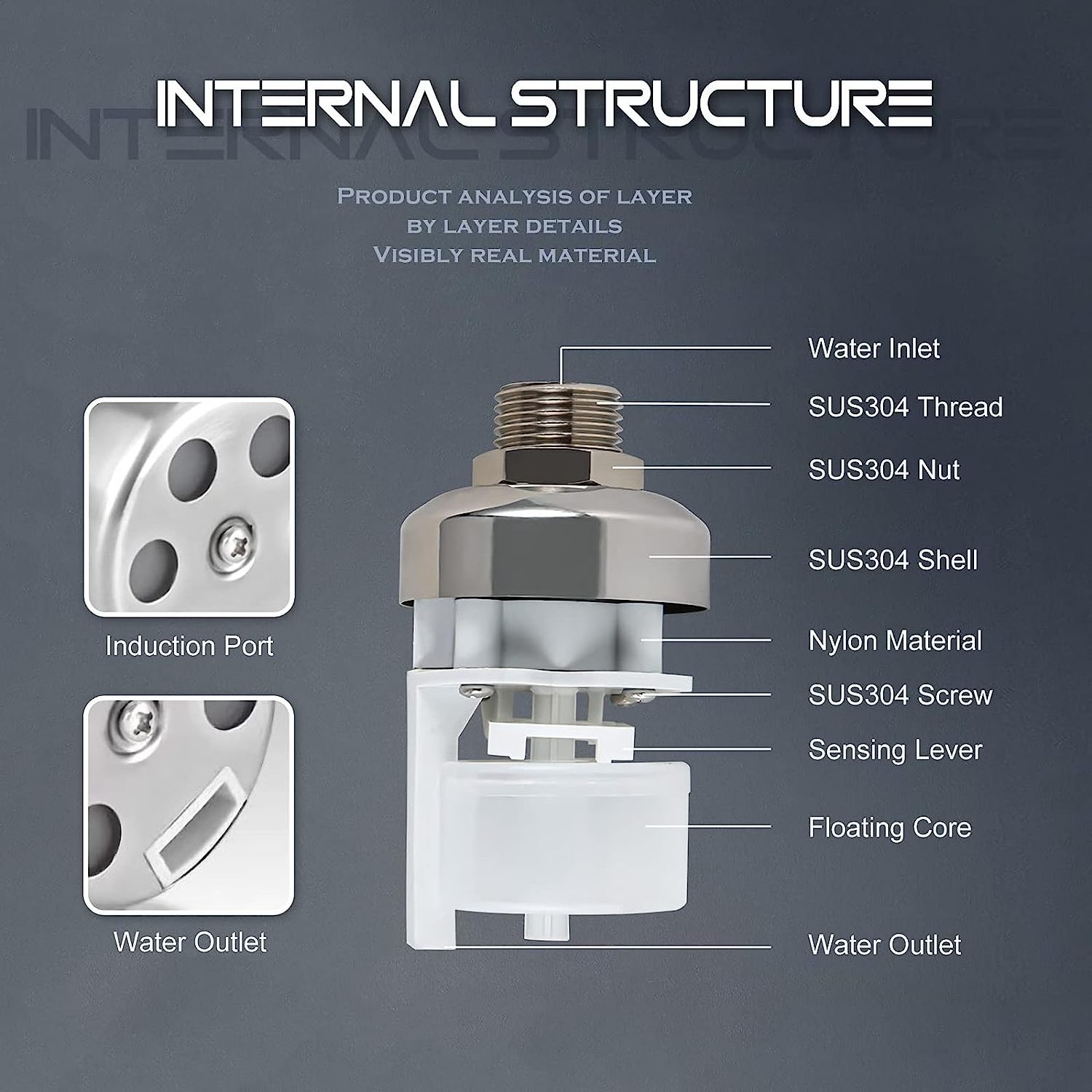 304 Stainless Steel Automatic Water Level Control Float Valve 1/2