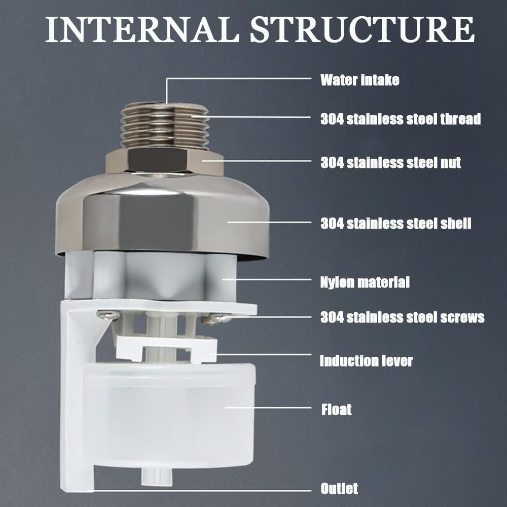 Float Valve 304 Stainless Steel Fountain Float Valve Auto Fill Shut Off Automatic Water Level Control Water Tank Float Valve