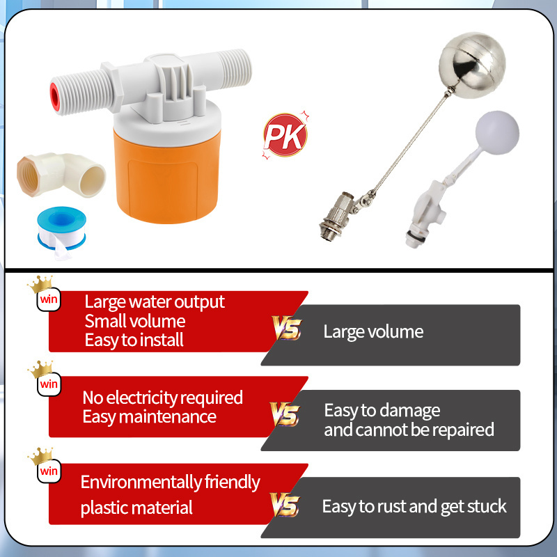 Horizontal Float Ball Valve Automatic Water Level Control Valve Vertical Plastic Mini Float Valve for Water Tank