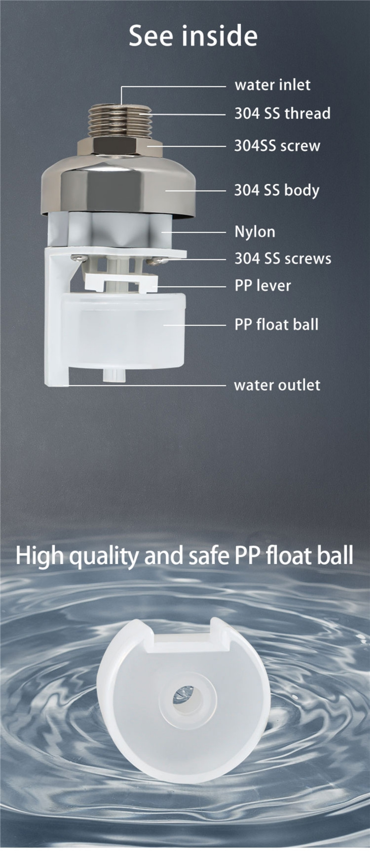 Automatic Water Level Control Valve Stainless Steel Float Valve Mini Ball Shut Off Float Valve for Water Tank