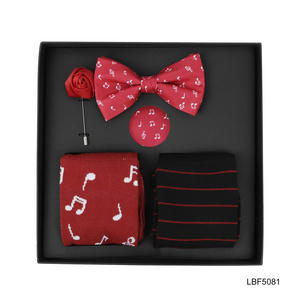 Make Your Own Tie Clip Microfiber logo necktie Bow tie with Socks Gift Boxes