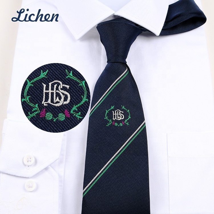 Logo Design Custom Embroidered 100% Polyester Tie for Formal Business Men