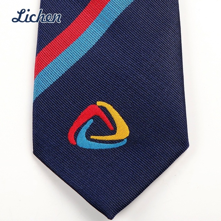 Logo Design Custom Embroidered 100% Polyester Tie for Formal Business Men