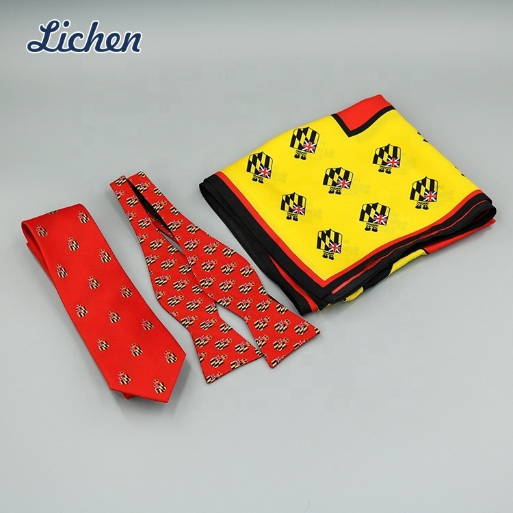 Wholesale Train Airline Company Custom Logo Design Silk Twill Lady Printed Necktie Scarf Ascot Hanky