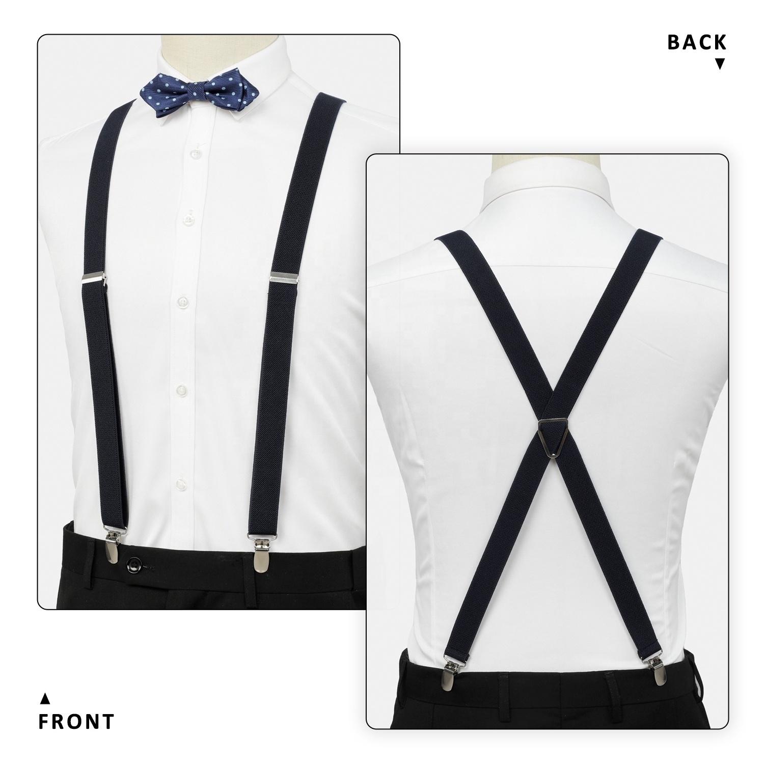 Hot Plaid Solid Color 2.5cm Elastic Boy Suspenders for Beach Wedding Cravat Brace Adjustable Gift Accessory