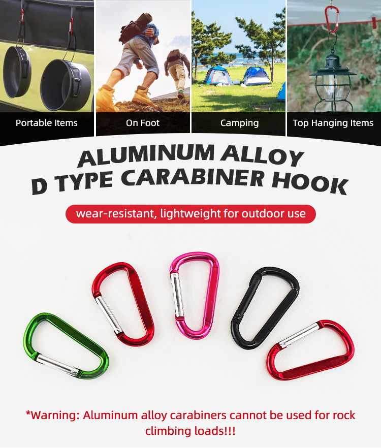 Promotion Custom Carabiner D Shape Aluminium Locking Alloy Hanging Climbing Carabiner