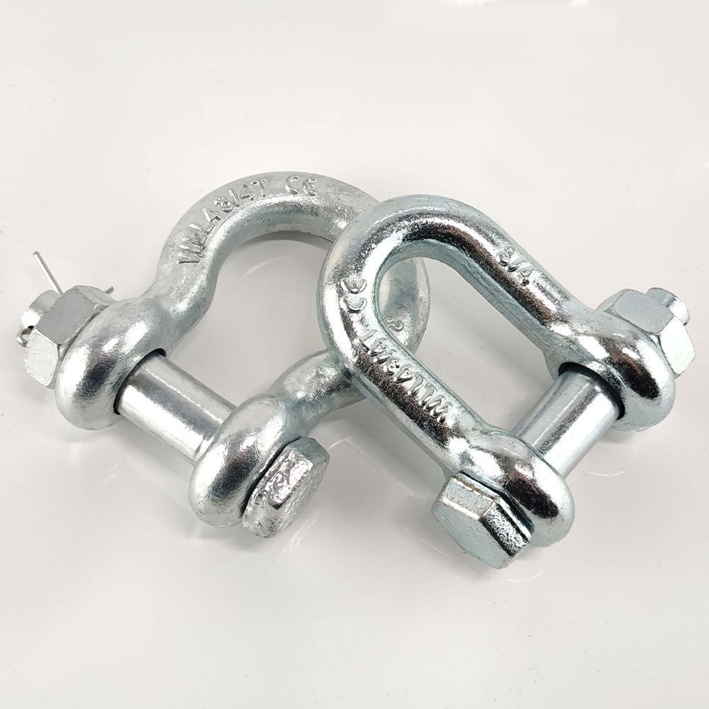 Rigging hardware galvanized US G2150 D type shackle with safety pin