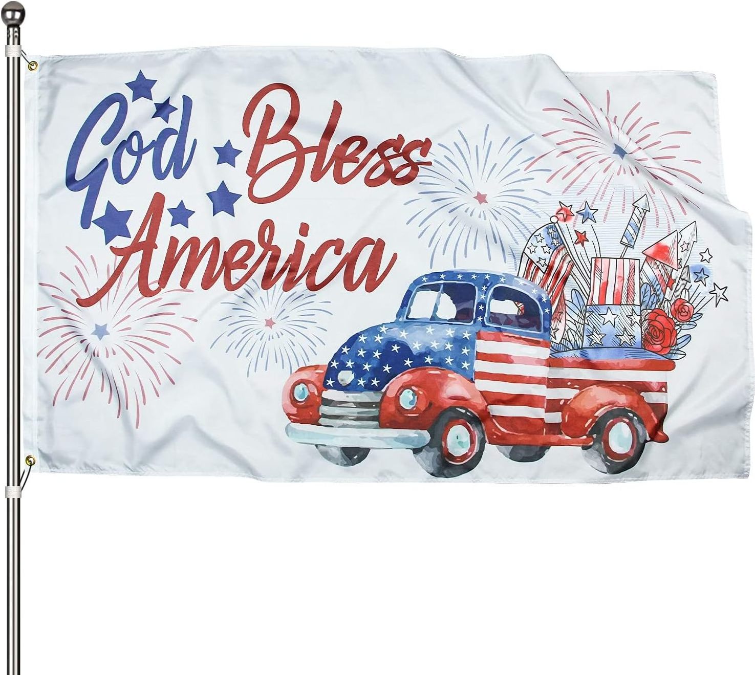 custom God Bless America Flag 4th of July 3x5 Ft US Banner Independence Day Memorial Yard Sign National Day Party