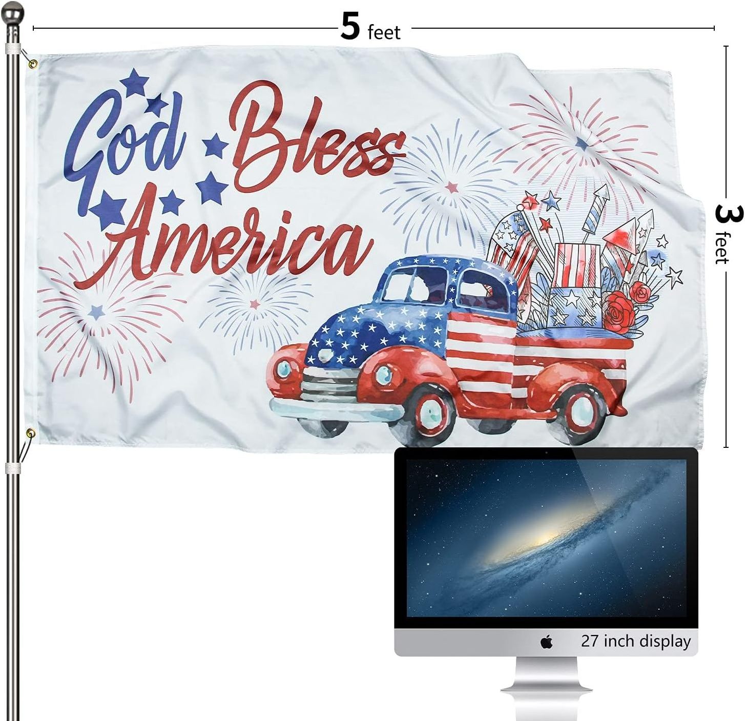 custom God Bless America Flag 4th of July 3x5 Ft US Banner Independence Day Memorial Yard Sign National Day Party