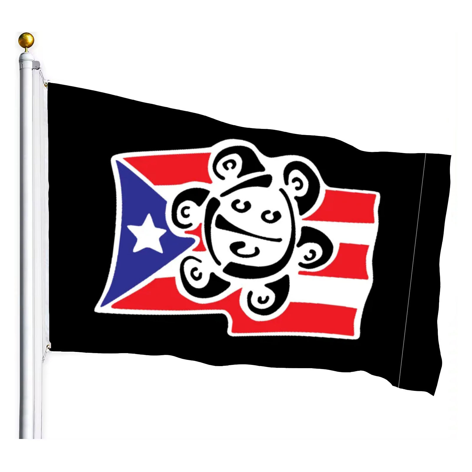 Good selling  Wholesale Puerto Rico  Sun Tribal Sol Taino Flag 3x5 FT Polyester All Country Custom Flag