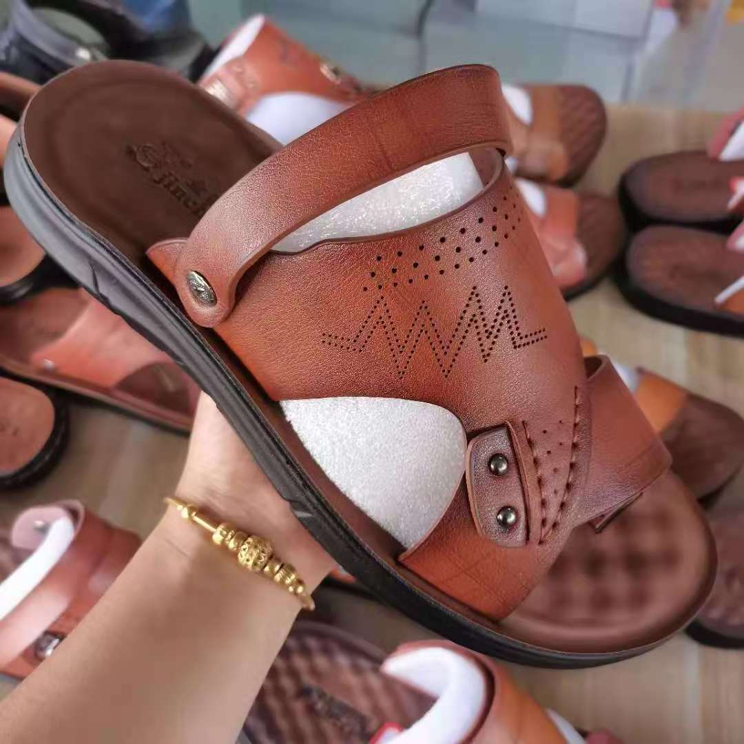 Mixed bulk wholesale Men's beach shoes fashion Cheap Price leather sandals flat men sandals shoes big size