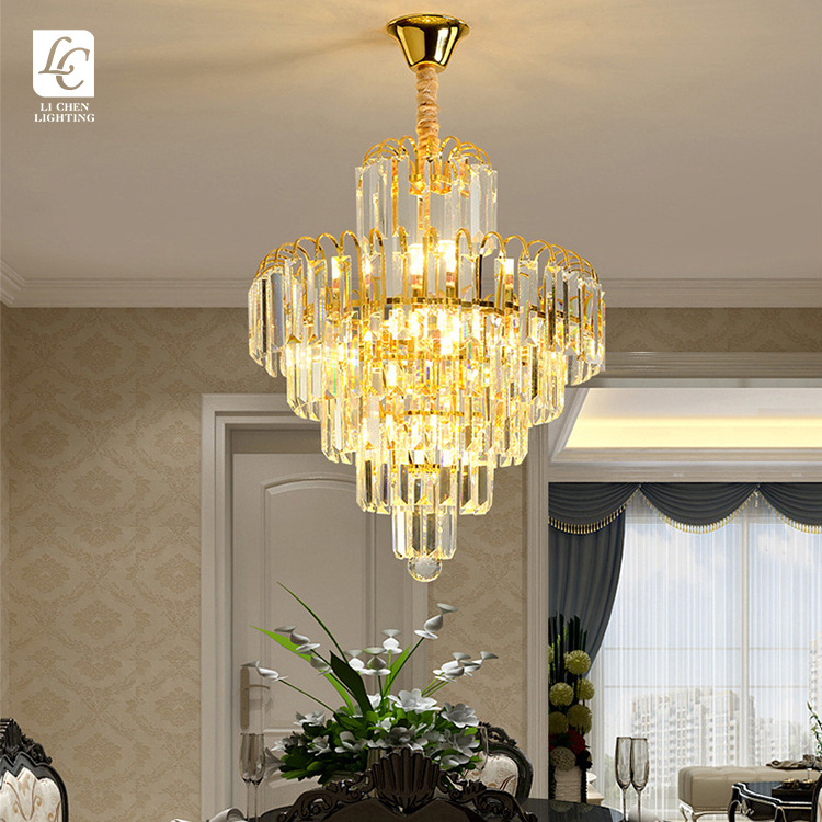 Luxury Style Indoor Decoration Pendant Light Living Room Dining Room Gold Crystal Modern LED Chandelier