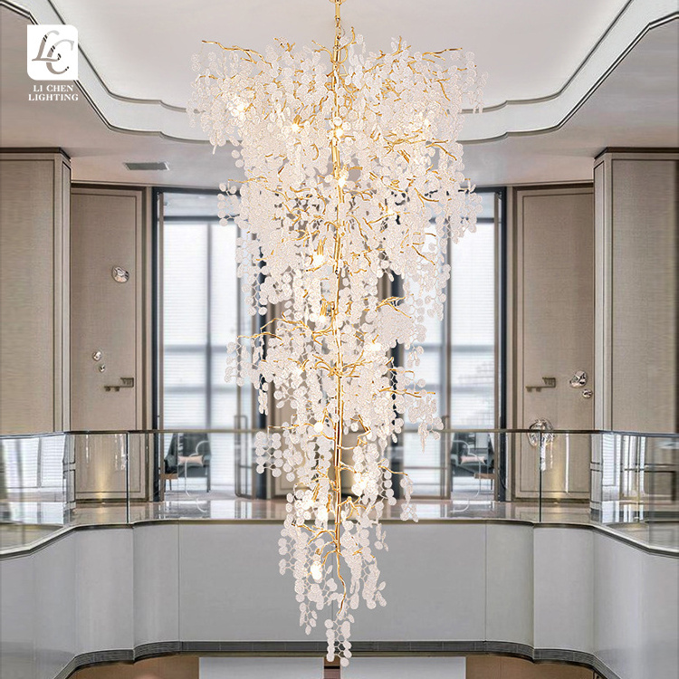 New Product Luxury Banquet Stair Villa Custom Glass Led Huge Ceiling Chandelier Light