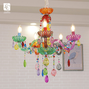 New Product Indoor Light Decoration Bedroom Child Room Colorful Glass LED Chandelier Pendant Lamp