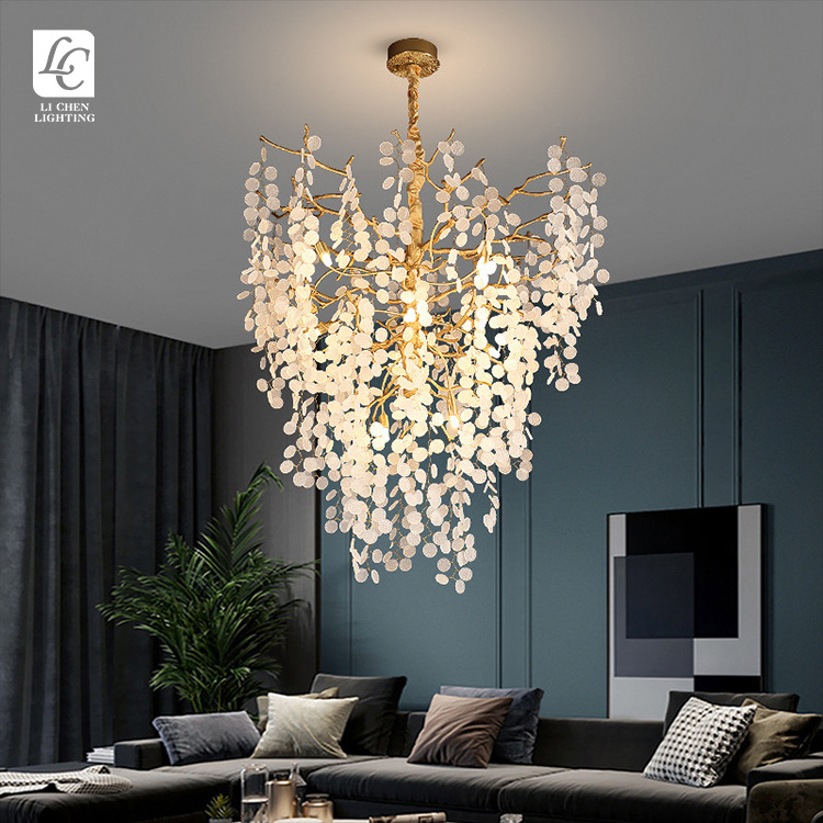 New Product Luxury Banquet Stair Villa Custom Glass Led Huge Ceiling Chandelier Light