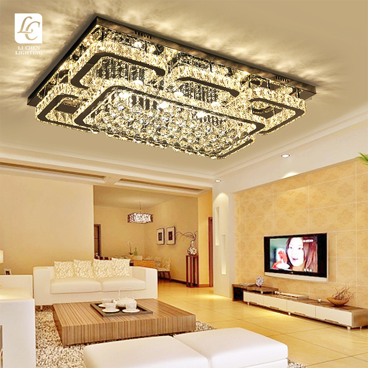 Luxury Style Residential Bedroom Decoration Flush Mounted Crystal Led Ceiling Light