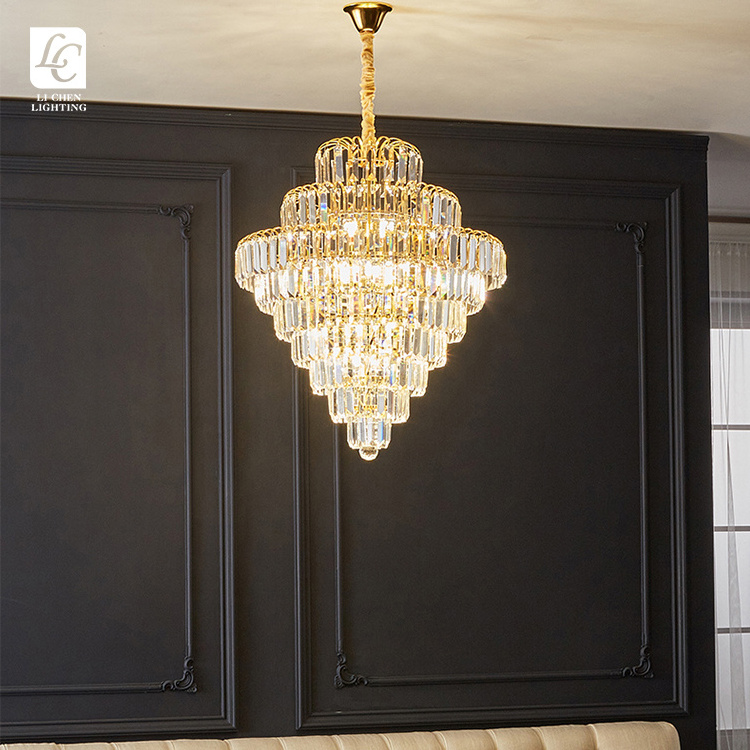 Luxury Style Indoor Decoration Pendant Light Living Room Dining Room Gold Crystal Modern LED Chandelier