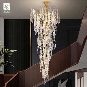 New Product Luxury Banquet Stair Villa Custom Glass Led Huge Ceiling Chandelier Light