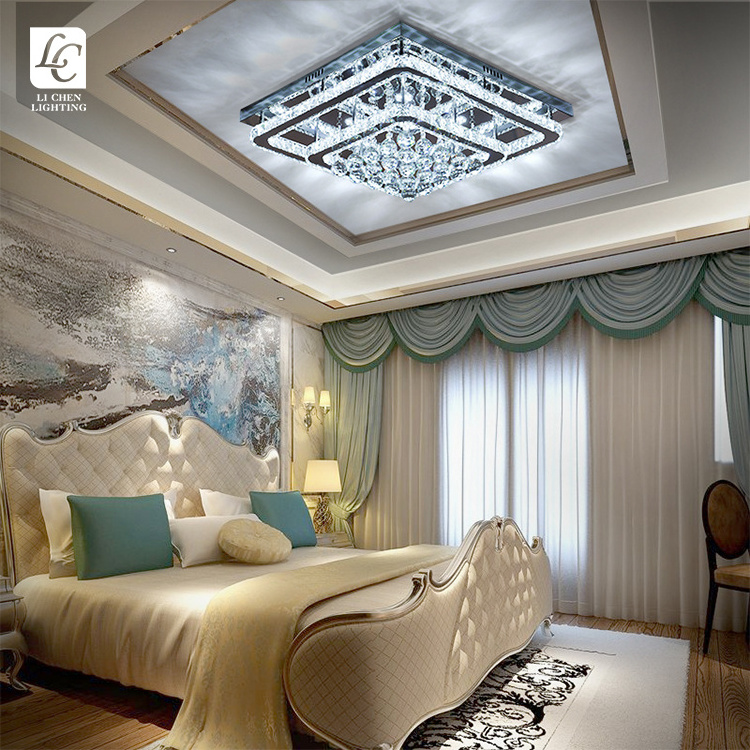 Luxury Style Residential Bedroom Decoration Flush Mounted Crystal Led Ceiling Light