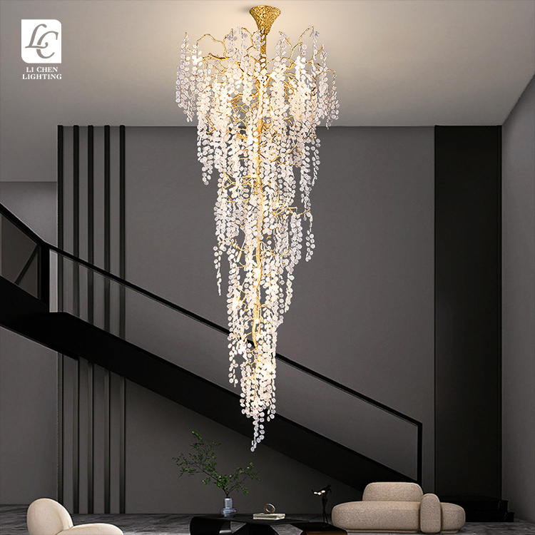 New Product Luxury Banquet Stair Villa Custom Glass Led Huge Ceiling Chandelier Light