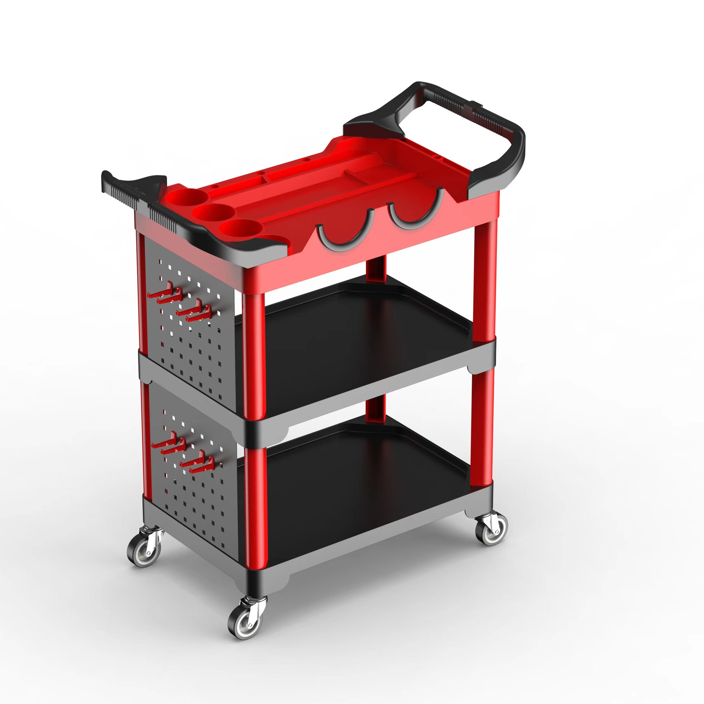 Oem Factory Auto Repair Shop Tool Cart Trolley Flexible 3 Shelf Tool Car Detailing Cart