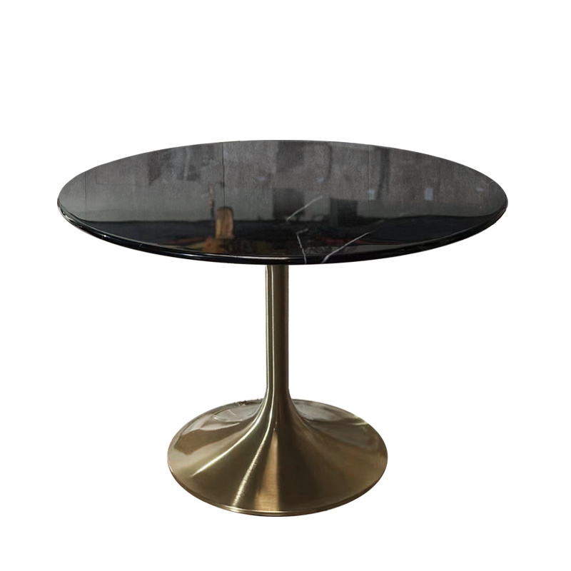 Tulip Shaped Steel Base H710*500MM Coffee Table Gold Silver Black Base Marble Diameter 800mm Table Tops Mini Bar Table