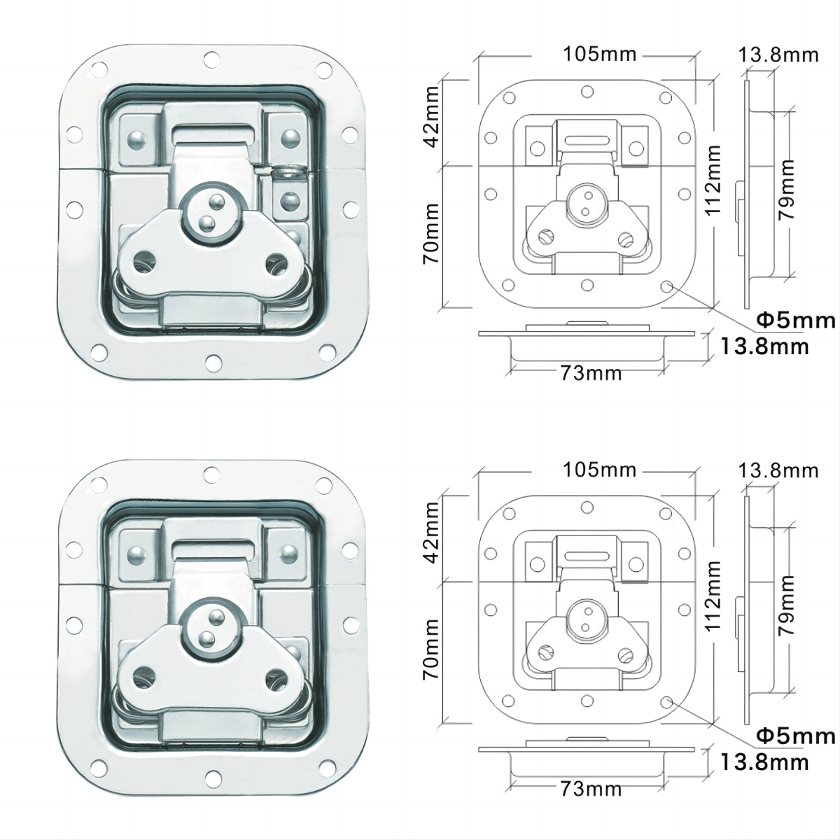 Handle Flight Case Latches Luggage Bag Metal Accessories Butterfly Lock Flight Case Accessories Metal Lock