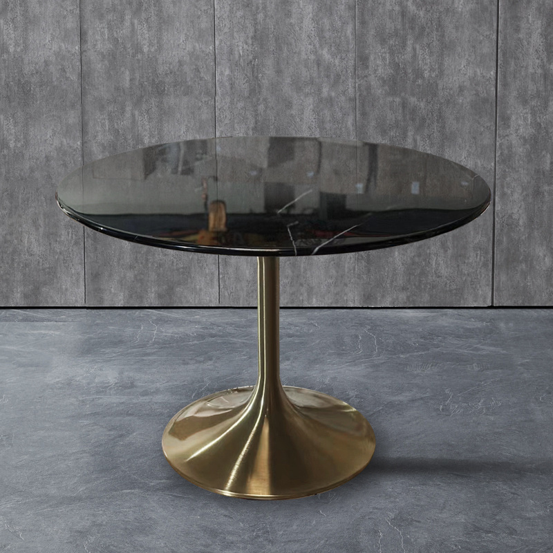 Tulip Shaped Steel Base H710*500MM Coffee Table Gold Silver Black Base Marble Diameter 800mm Table Tops Mini Bar Table