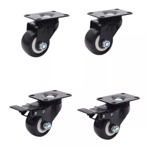 Mute Plastic Swivel Casters Metal Copper Furniture Casters Black Rotatable Computer Chair Casters