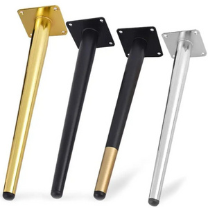 Modern Metal Straight Tapered Tube Legs for Home Use Metal Sofa Chair Legs Cabinet Legs for Furniture Support Gold and Black