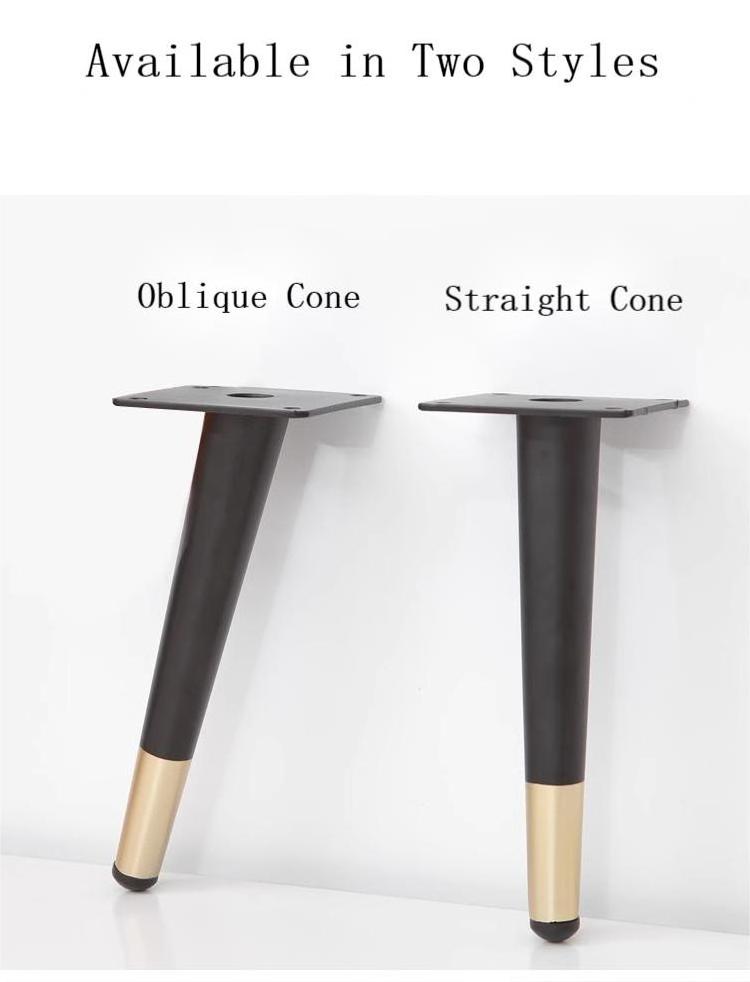 Modern Metal Straight Tapered Tube Legs for Home Use Metal Sofa Chair Legs Cabinet Legs for Furniture Support Gold and Black